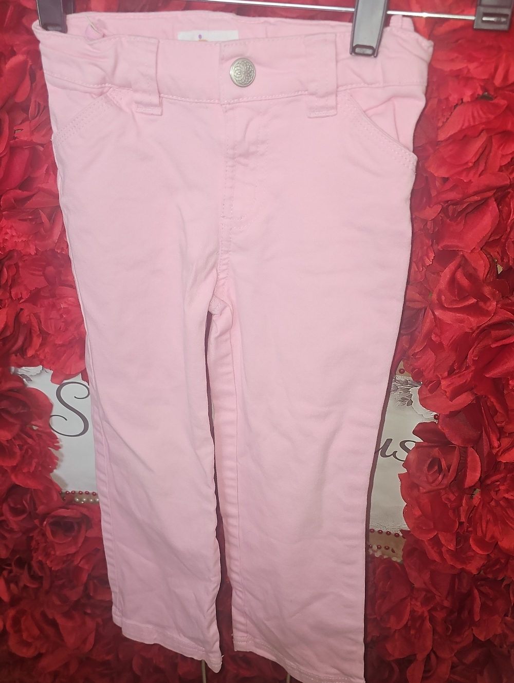 Circo Girls' Skinny Pink Stretch Adjustable Chino Jeans Size 4